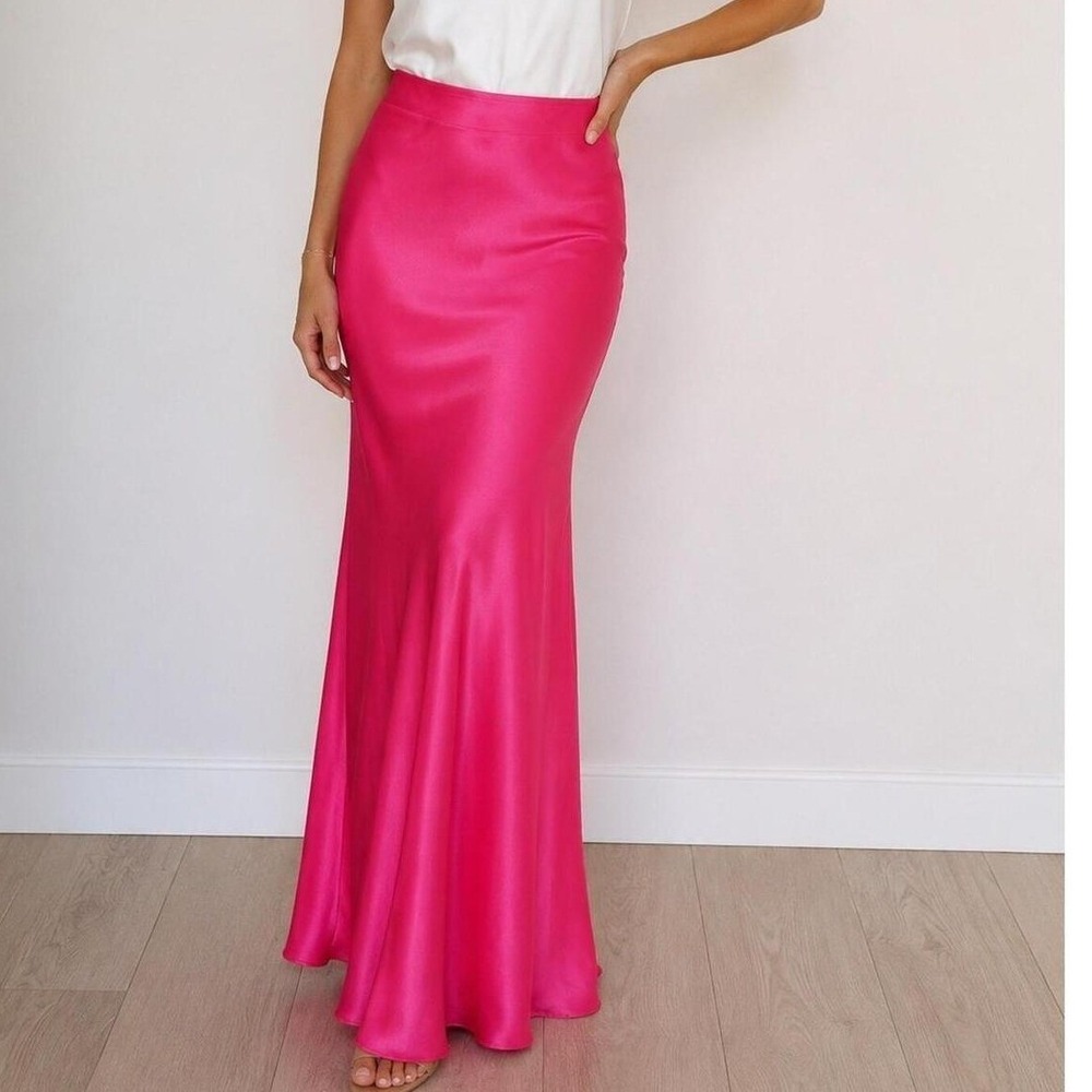 Boden Women's Slinky Flare Maxi Skirt Bright Pink Size 12